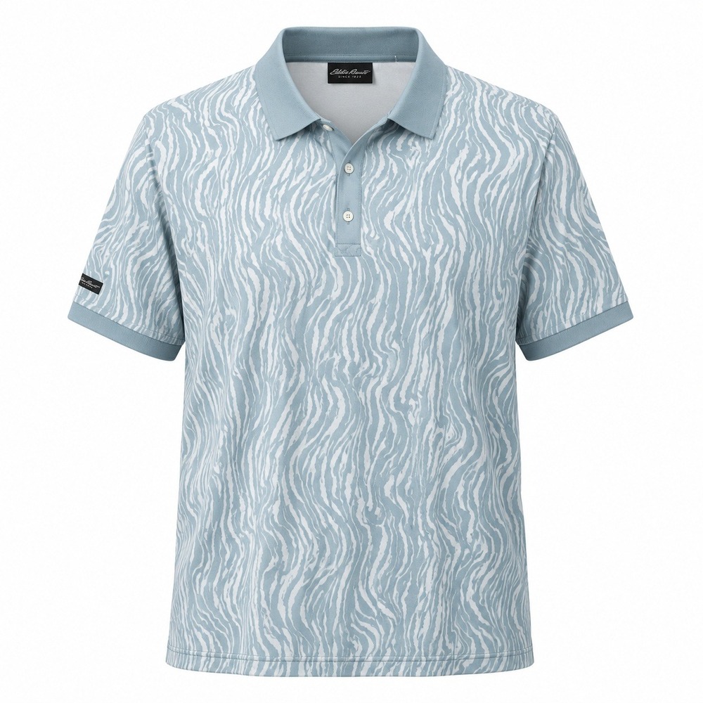 Sunday Swagger‎ Polo Shirt Mens 3XL Blue Abstract Wave Golf Performance Stretch